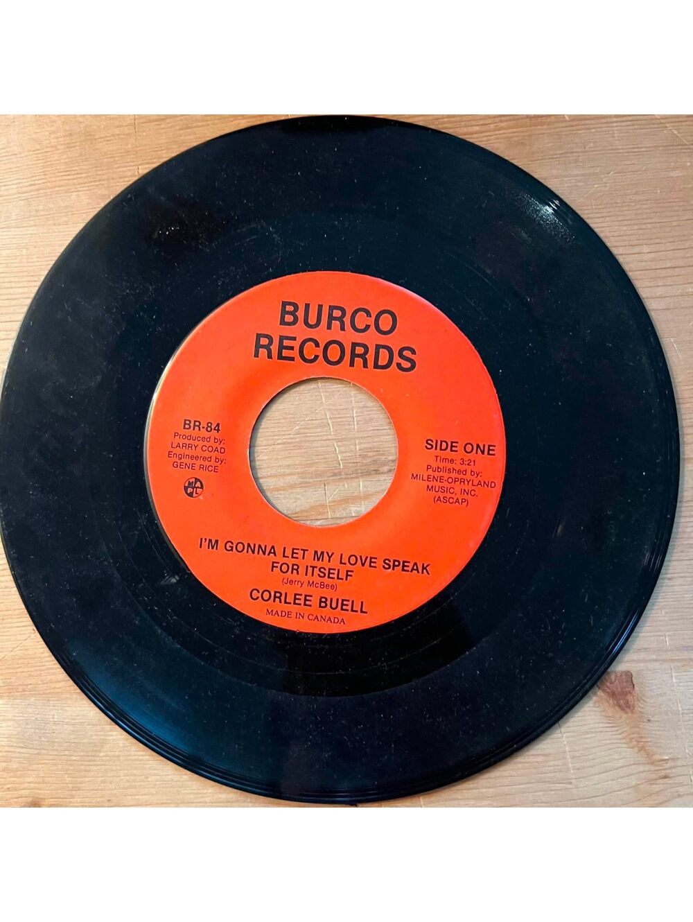 Corlee Buell - I'm gonna let my Love Speak for Itself 45rpm VG+ R11